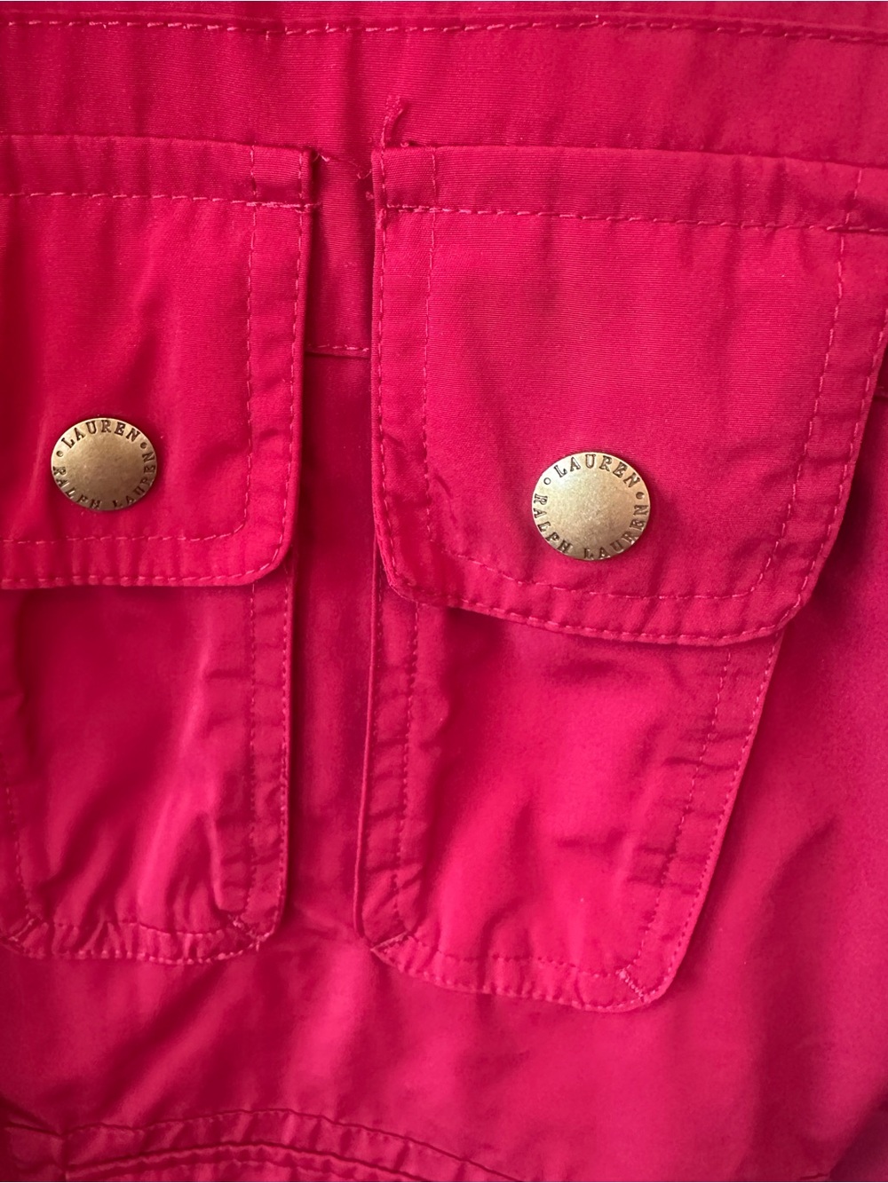 Ralph Lauren Bright Red Utility Jacket with Gold-Tone Snaps - Picture 3 of 7